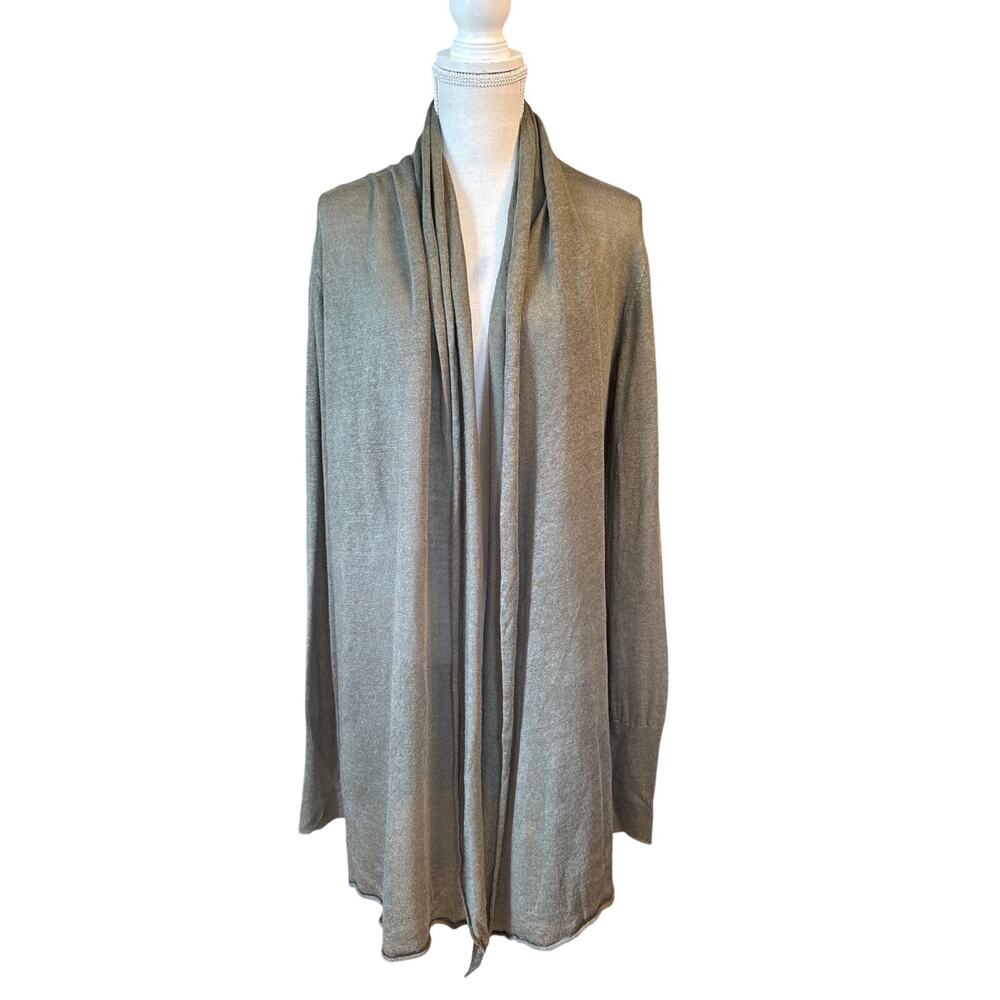 Polo Ralph Lauren Olive Green Linen Lightweight Open Front Cardigan L